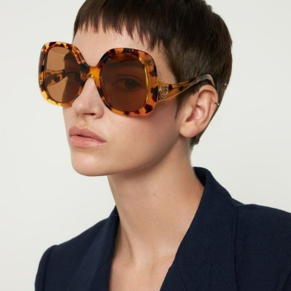 Gucci GG1235S 002 BRAND NEW Sunglasses Havana Brown Butterfly Oversized Women main image 5